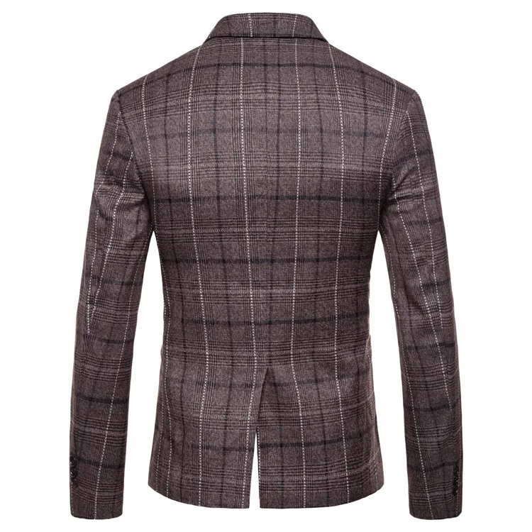 Men's autumn/winter new plaid one-button blazer men's slim formal suit jacket
Men's autumn/winter new plaid one-button blazer men's slim formal suit jacket
