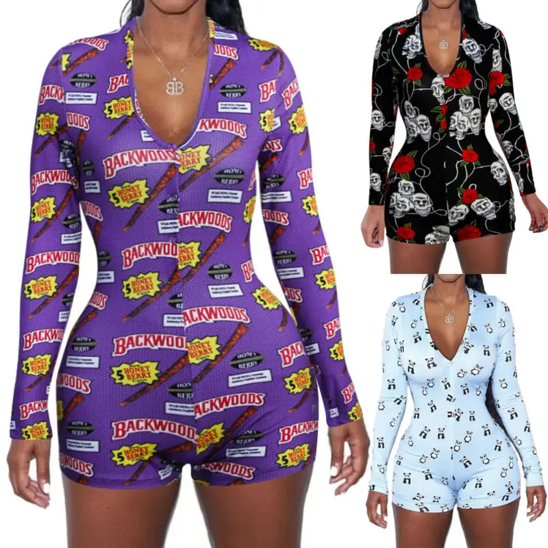 New 2020 Sexy Womens Pajamas V-Neck Long Sleeve Bodycon Casual Peach Print Button Sleepwear Jumpsuit Shorts Romper
New 2020 Sexy Womens Pajamas V-Neck Long Sleeve Bodycon Casual Peach Print Button Sleepwear Jumpsuit Shorts Romper