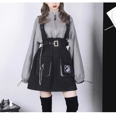 Ruibbit; Сезон весна-осень; Женская обувь в готическом стиле, для девочек, в стиле «панк» мини платье высокого качества с длинными рукавами и шап...
Ruibbit; Сезон весна-осень; Женская обувь в готическом стиле, для девочек, в стиле «панк» мини платье высокого качества с длинными рукавами и шап...