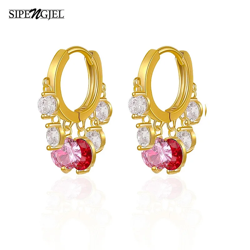 SIPENGJEL Fashion Colorful Crystal Dangle Earrings Geometric Round Circle Small Hoop Earrings For Women Jewelry Gift
SIPENGJEL Fashion Colorful Crystal Dangle Earrings Geometric Round Circle Small Hoop Earrings For Women Jewelry Gift