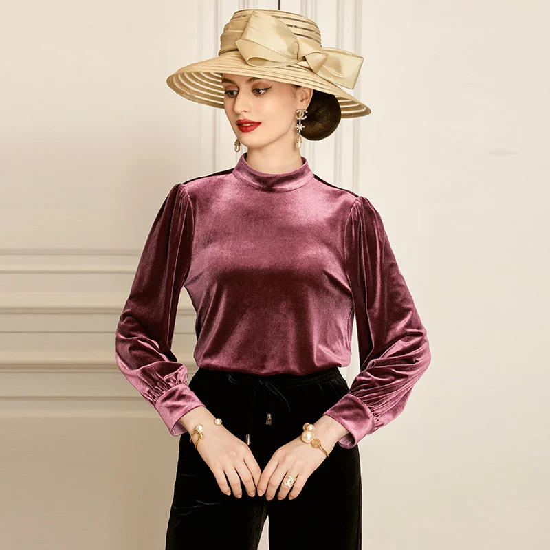 SHZQ Wine Red Velvet Shirt Women's Autumn and Winter 2021 New Temperament Stand Collar Long Sleeve Bottomed Shirt Top Women's Sh
SHZQ Wine Red Velvet Shirt Women's Autumn and Winter 2021 New Temperament Stand Collar Long Sleeve Bottomed Shirt Top Women's Sh