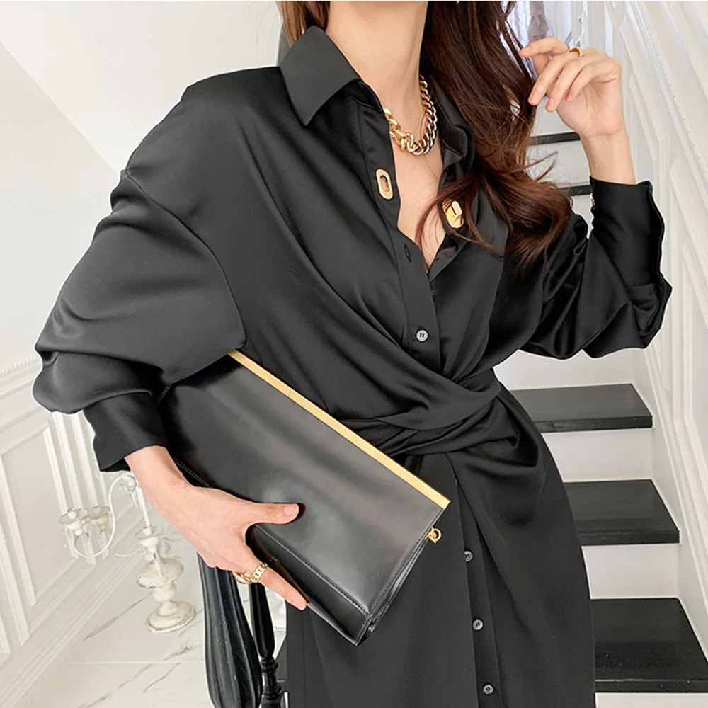 Korean Chic One Piece Dress French Elegant Lapel Single Breasted Cross Tie Waist Long Lantern Sleeve Shirt Dress Fashion Female
Korean Chic One Piece Dress French Elegant Lapel Single Breasted Cross Tie Waist Long Lantern Sleeve Shirt Dress Fashion Female