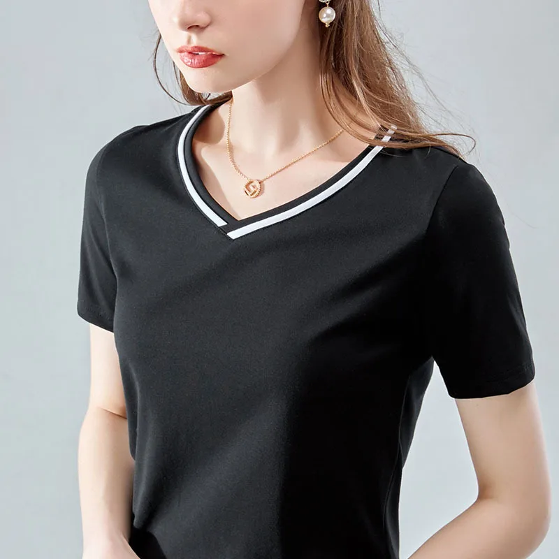 Color contrast short sleeve T-shirt women's summer new simple solid half sleeve T-shirt fashion color matching V-neck top
Color contrast short sleeve T-shirt women's summer new simple solid half sleeve T-shirt fashion color matching V-neck top