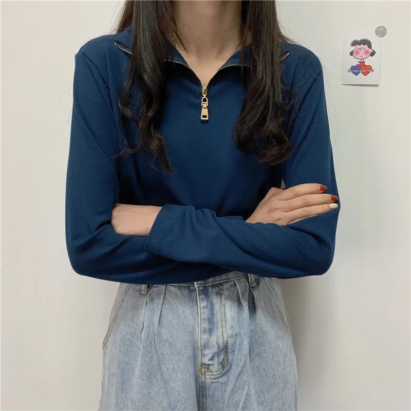 T Shirts For Women Long Sleeve Solid Simple Basic Zipper Casual Tops Female Turtleneck Loose Thin Long Sleeve Tee T-Shirt Femme
T Shirts For Women Long Sleeve Solid Simple Basic Zipper Casual Tops Female Turtleneck Loose Thin Long Sleeve Tee T-Shirt Femme
