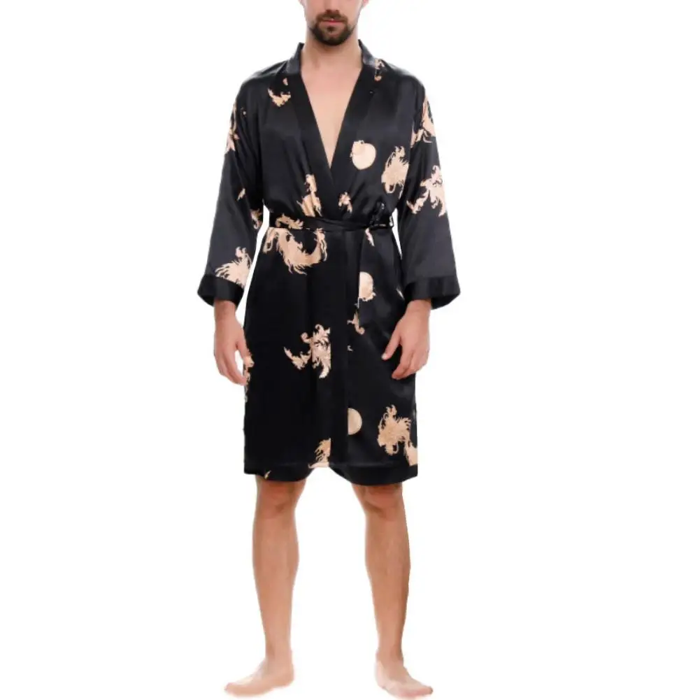 Pajama Set 2Pcs Men Imitation Silk Dragon Print Bath Robe Short Pants Pajama Sleepwear Set
Pajama Set 2Pcs Men Imitation Silk Dragon Print Bath Robe Short Pants Pajama Sleepwear Set