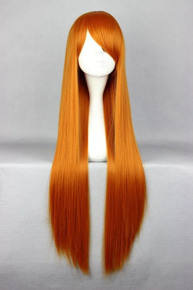 

EVA Asuka Langley Soryu 80cm Long Orange Red Heat Resistant Hair Cosplay Costume Wig + Free Wig Cap