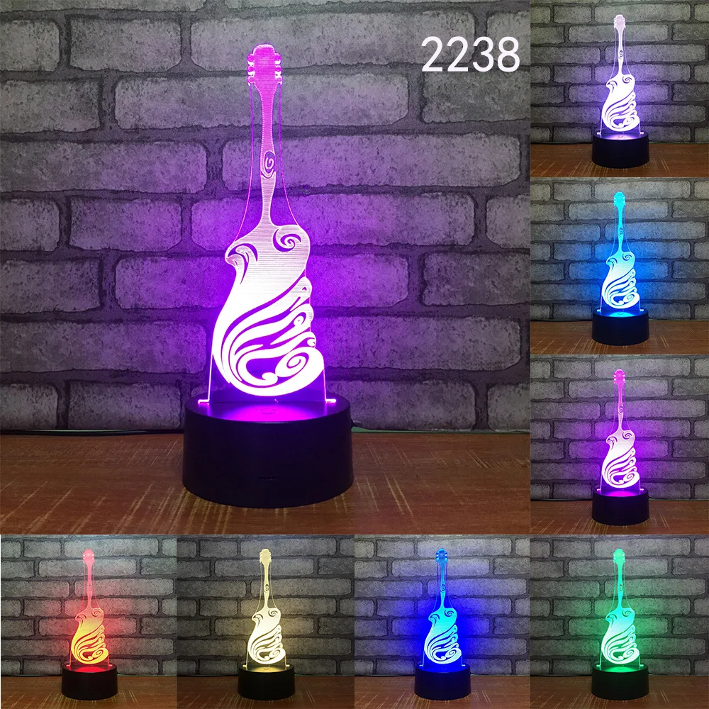 Музыкальная гитара арфа инструмент 3D Ночная лампа акриловая лазерная