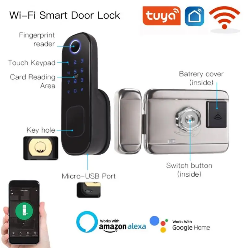 Fingerprint Door Lock Tuya Smart Door Lock WIFI Password /IC card Door Lock APP Remotely Fechadura Digital Electronic Lock
Fingerprint Door Lock Tuya Smart Door Lock WIFI Password /IC card Door Lock APP Remotely Fechadura Digital Electronic Lock