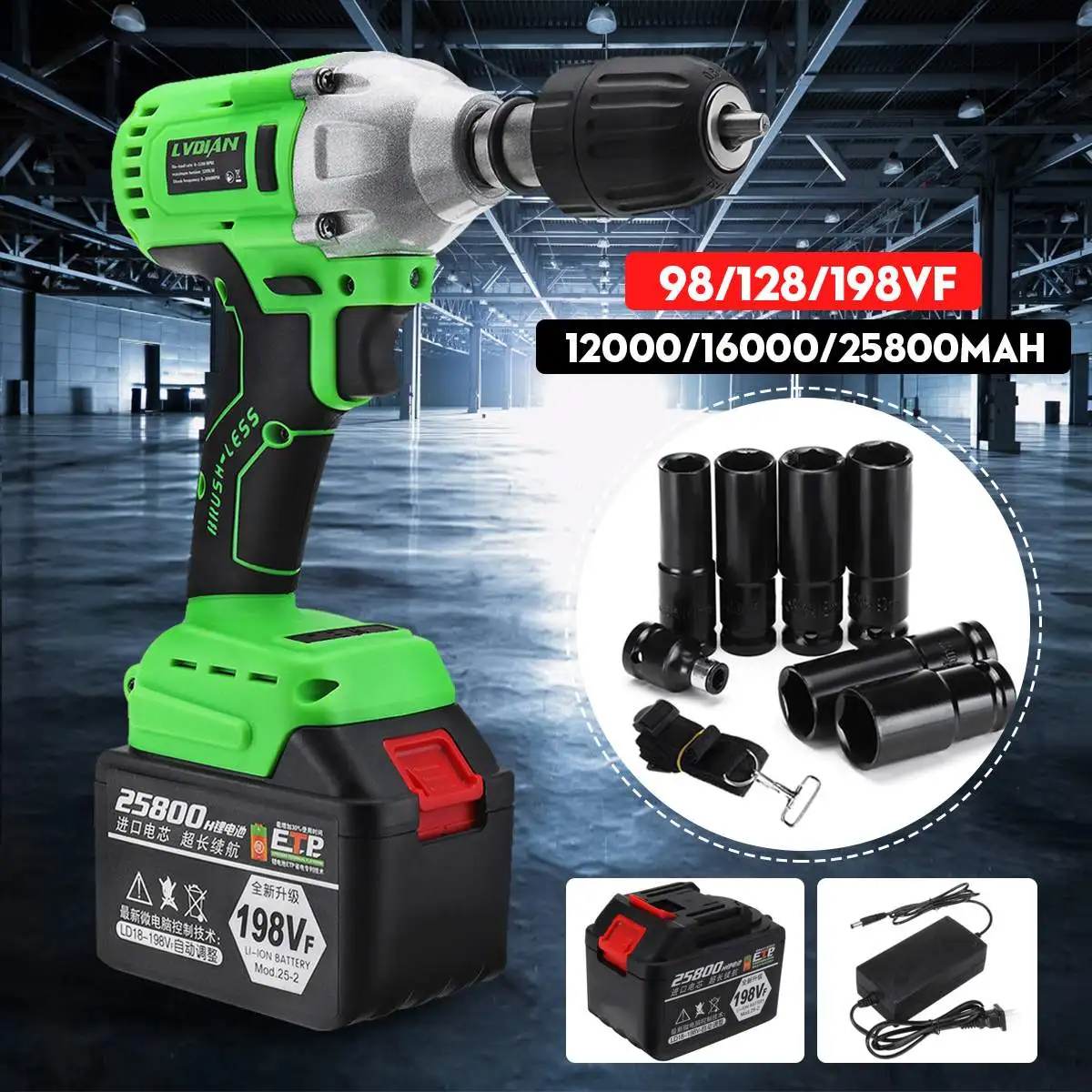doersupp Electric Wrench Brushless Cordless Impact Wrench Kit LED Work Light Driver Hand Drill Socket Battery US Plug Non-slip
doersupp Electric Wrench Brushless Cordless Impact Wrench Kit LED Work Light Driver Hand Drill Socket Battery US Plug Non-slip