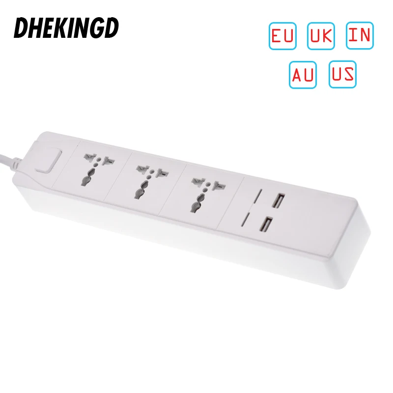 Smart Power Strip with Universal 3 Socket 2 USB Charging Station Work with 5V 3.1A 1USB 2.4A Assistant SA/UK/AU/EU/US Plugs 
Smart Power Strip with Universal 3 Socket 2 USB Charging Station Work with 5V 3.1A 1USB 2.4A Assistant SA/UK/AU/EU/US Plugs