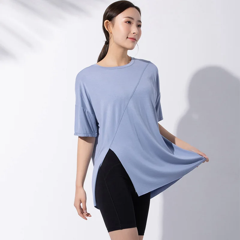 Sports Short-Sleeve T Shirts Loose Quick-Drying Yoga T-Shirt Fitness Top 2021 Summer New Hem Split Fork Bandage Design Women
Sports Short-Sleeve T Shirts Loose Quick-Drying Yoga T-Shirt Fitness Top 2021 Summer New Hem Split Fork Bandage Design Women