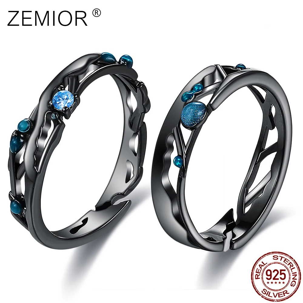 ZEMIOR Black Adjustable Opening Ring Blue Bright Cubic Zirconia Rings 925 Silver Jewelry For Lover' Wedding Gift New Arrival
ZEMIOR Black Adjustable Opening Ring Blue Bright Cubic Zirconia Rings 925 Silver Jewelry For Lover' Wedding Gift New Arrival
