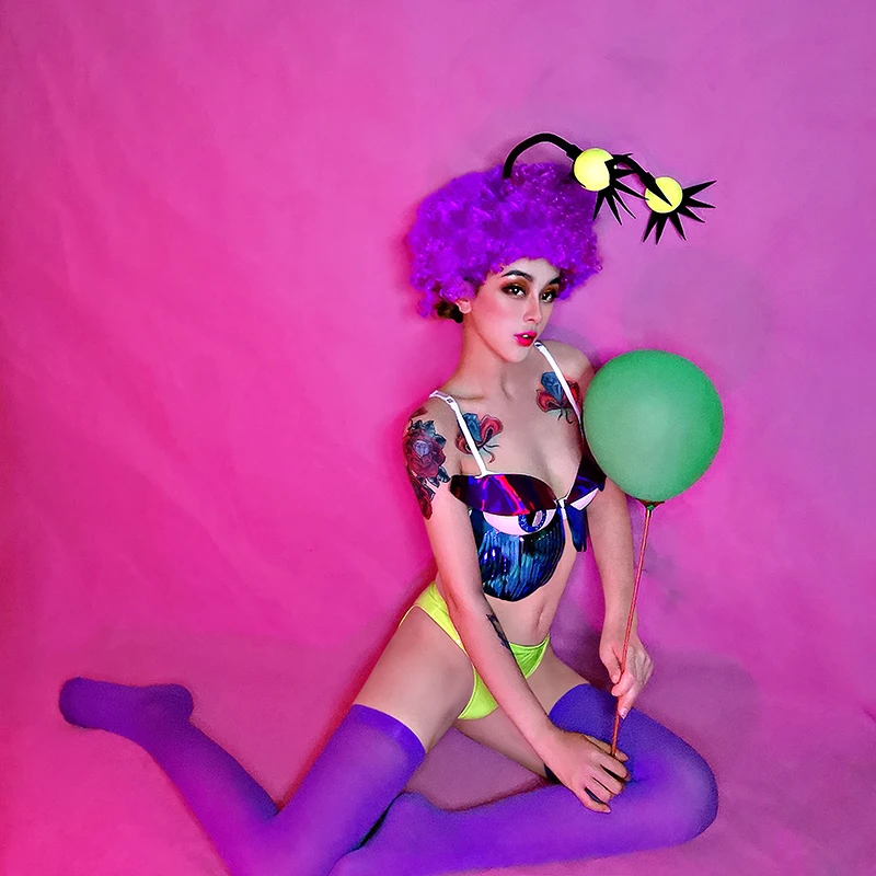 Лидер продаж бикини Drag Queen костюмы для Хэллоуина глаз бюстгальтер ГОГО