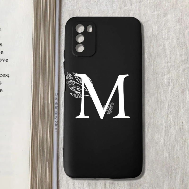 Чехол с белыми буквами M J K L для телефона Xiaomi Redmi Note 10 Pro 9 9C 9A POCO M3 X3 F3 чехол алфавита
