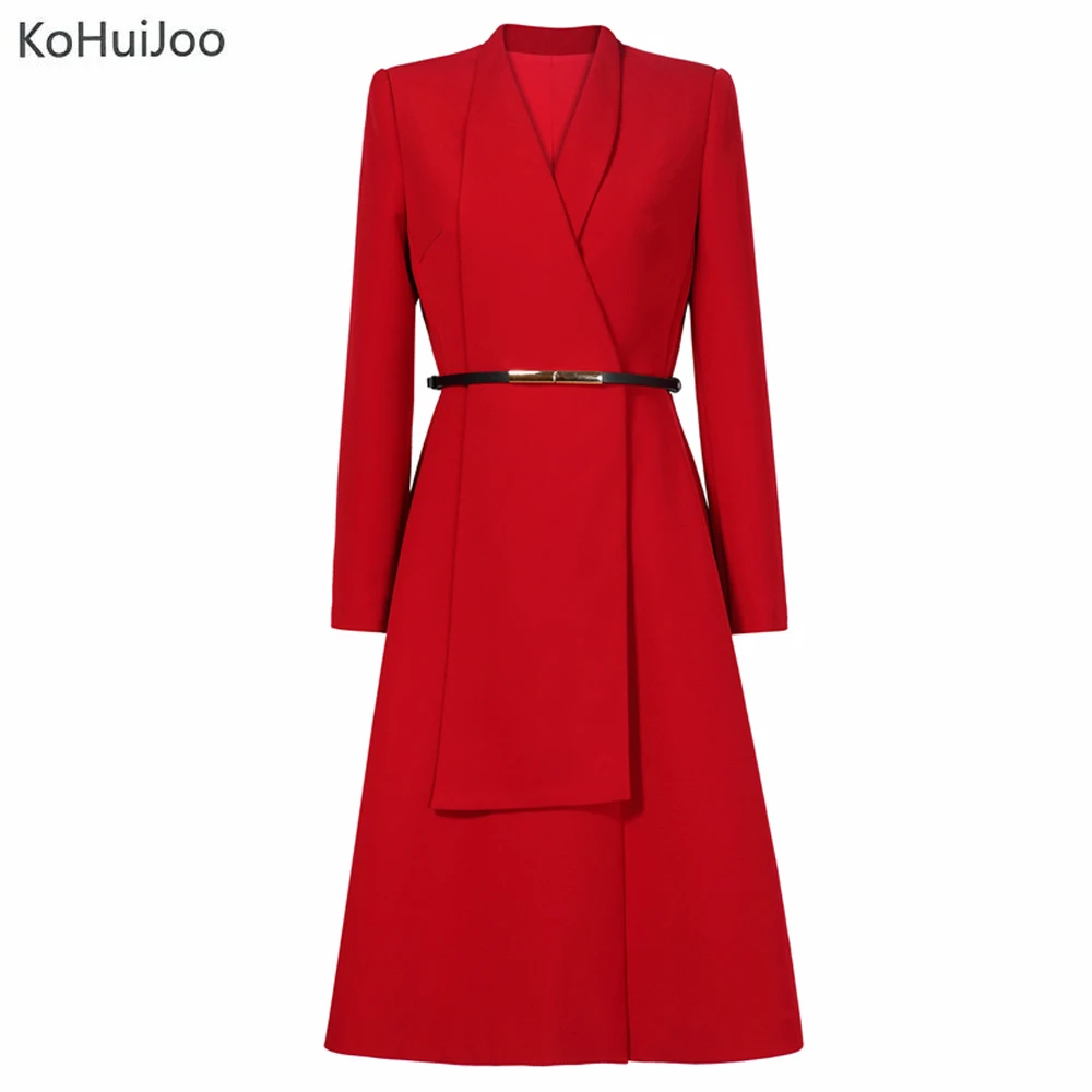 Женское модельное платье KoHuiJoo 2022, высококачественное модное элегантное платье с большим отворотом и длинным рукавом, женская дизайнерская ... 
Женское модельное платье KoHuiJoo 2022, высококачественное модное элегантное платье с большим отворотом и длинным рукавом, женская дизайнерская ...
