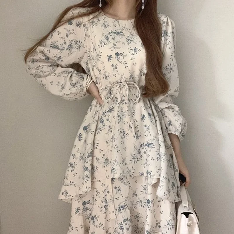 Korean Fashion Chic Floral Double Decker Skirt Women Summer Lace Up Chiffon Dress Cottagecore Sweet O Neck Elegant Streetwears 
Korean Fashion Chic Floral Double Decker Skirt Women Summer Lace Up Chiffon Dress Cottagecore Sweet O Neck Elegant Streetwears