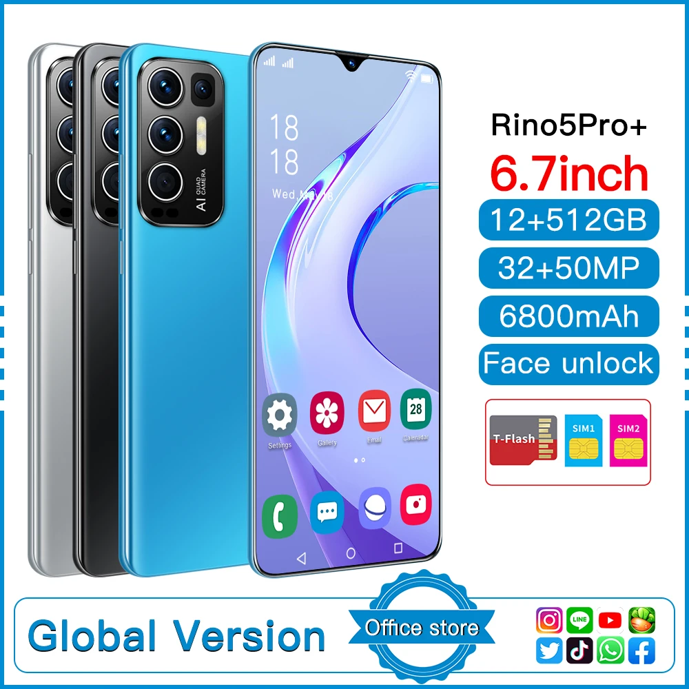 Global Version 5G Smartphone Rino5 Pro+ 6.7Inch 32MP+50MP MTK6889 10Core 12+512GB Finger Face ID 6800MAH Dual SIM Android11.0
Global Version 5G Smartphone Rino5 Pro+ 6.7Inch 32MP+50MP MTK6889 10Core 12+512GB Finger Face ID 6800MAH Dual SIM Android11.0