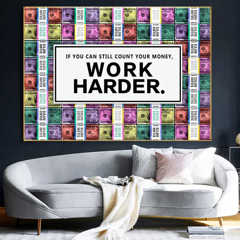 Money Work Harder Inspirational Wall Art Canvas Painting on The Wall Posters and Print Abstract Pictures Home Decor
Money Work Harder Inspirational Wall Art Canvas Painting on The Wall Posters and Print Abstract Pictures Home Decor