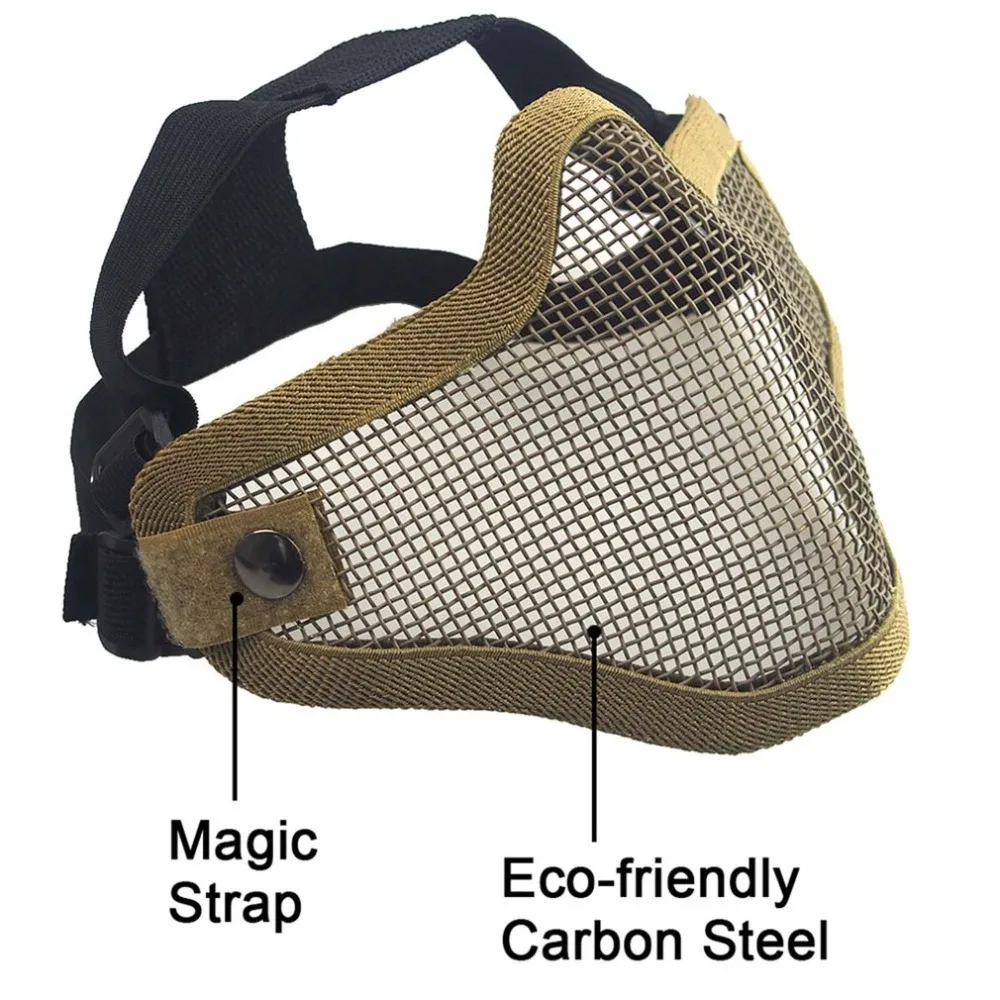 Airsoft Mask Half Lower Face Metal Steel Net Mesh Mask Hunting Cycling Tactical Protective CS Halloween Party Half Face Mask
Airsoft Mask Half Lower Face Metal Steel Net Mesh Mask Hunting Cycling Tactical Protective CS Halloween Party Half Face Mask
