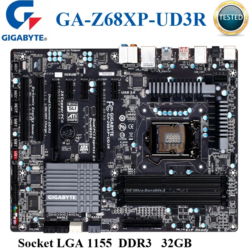 GIGABYTE GA-Z68XP-UD3R материнская плата Z68 LGA 1155 DDR3 32 Гб Core i7/Core i5/Core i3 Intel 32nm Desktop Mainbaord ATX |