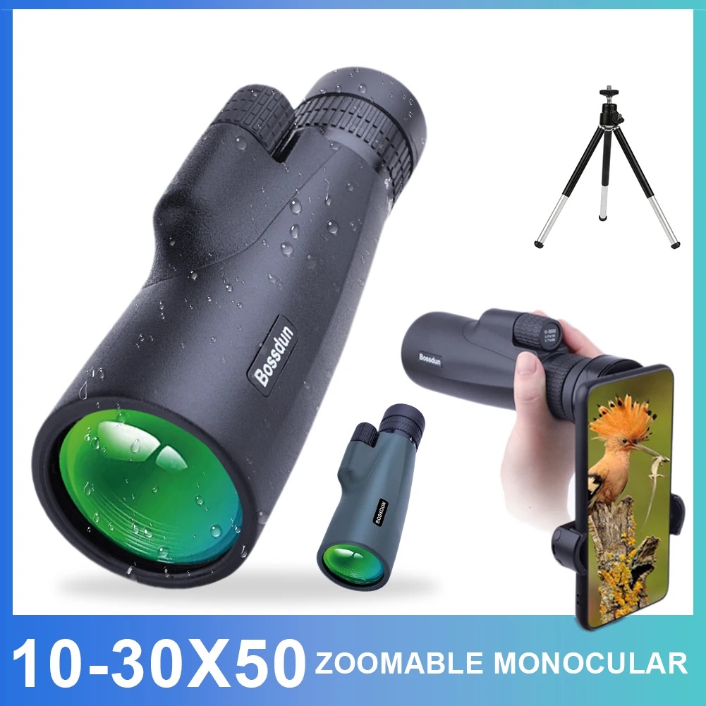 10-30x50 Monocular Professional Zoom Telescope Low Light Vision Anti-Fog BAK4 Prism Waterproof For Hunting Camping Bird Watching
10-30x50 Monocular Professional Zoom Telescope Low Light Vision Anti-Fog BAK4 Prism Waterproof For Hunting Camping Bird Watching