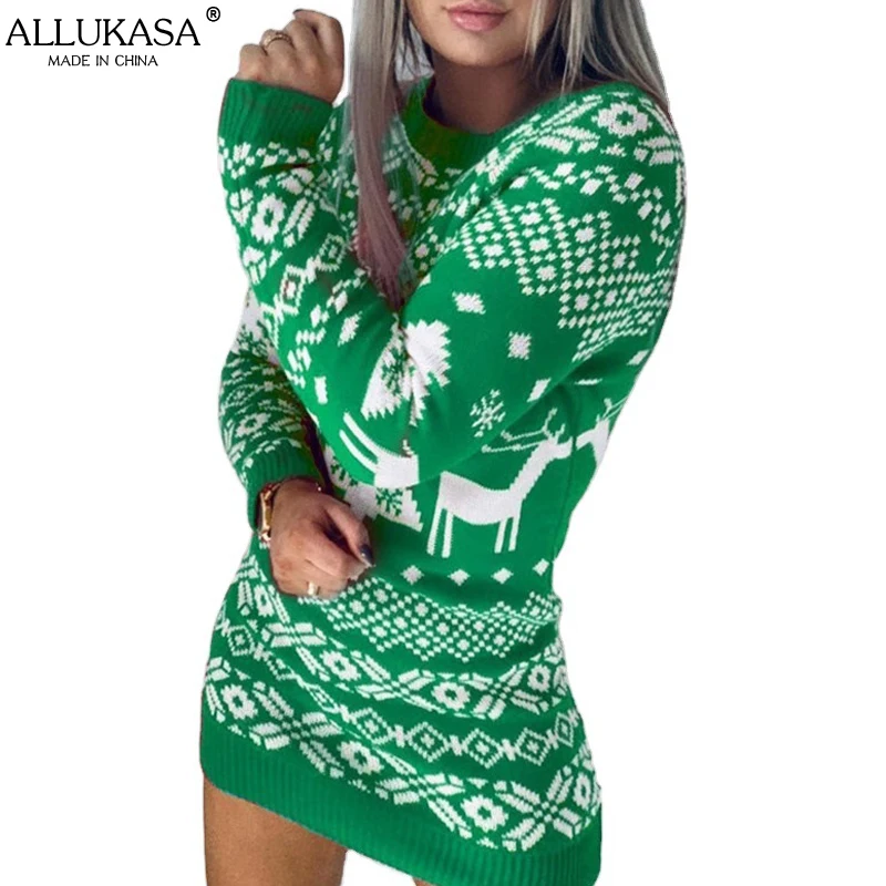 Knitted Christmas Print Short Dress Women Long Sleeve Party Bodycon Fashion Autumn Winter Elegant Chic Slim A-line Mini Dresses
Knitted Christmas Print Short Dress Women Long Sleeve Party Bodycon Fashion Autumn Winter Elegant Chic Slim A-line Mini Dresses