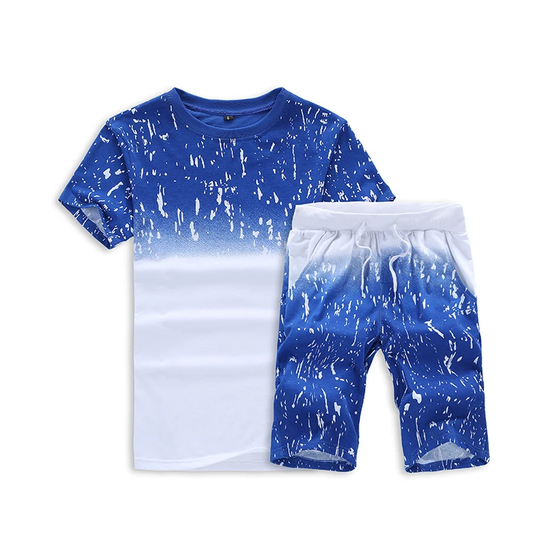 

Комплект из футболки и шортов для мужчин, дышащий повседневный комплект для бега, модный спортивный костюм с принтом в стиле Харадзюку, 5XL, Н...