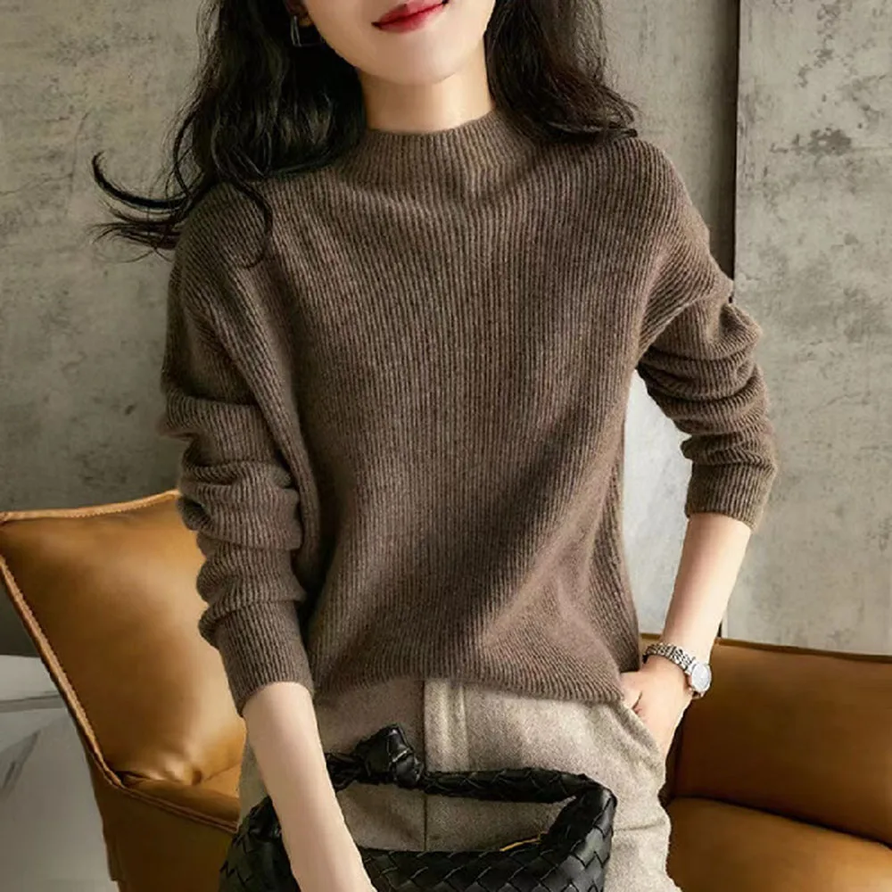 Knit Sweater Top Women Half Turtleneck Solid Color Gentlewoman Pullover Casual Ladies Long Sleeve Top Winter Bottoming Shirt New
Knit Sweater Top Women Half Turtleneck Solid Color Gentlewoman Pullover Casual Ladies Long Sleeve Top Winter Bottoming Shirt New