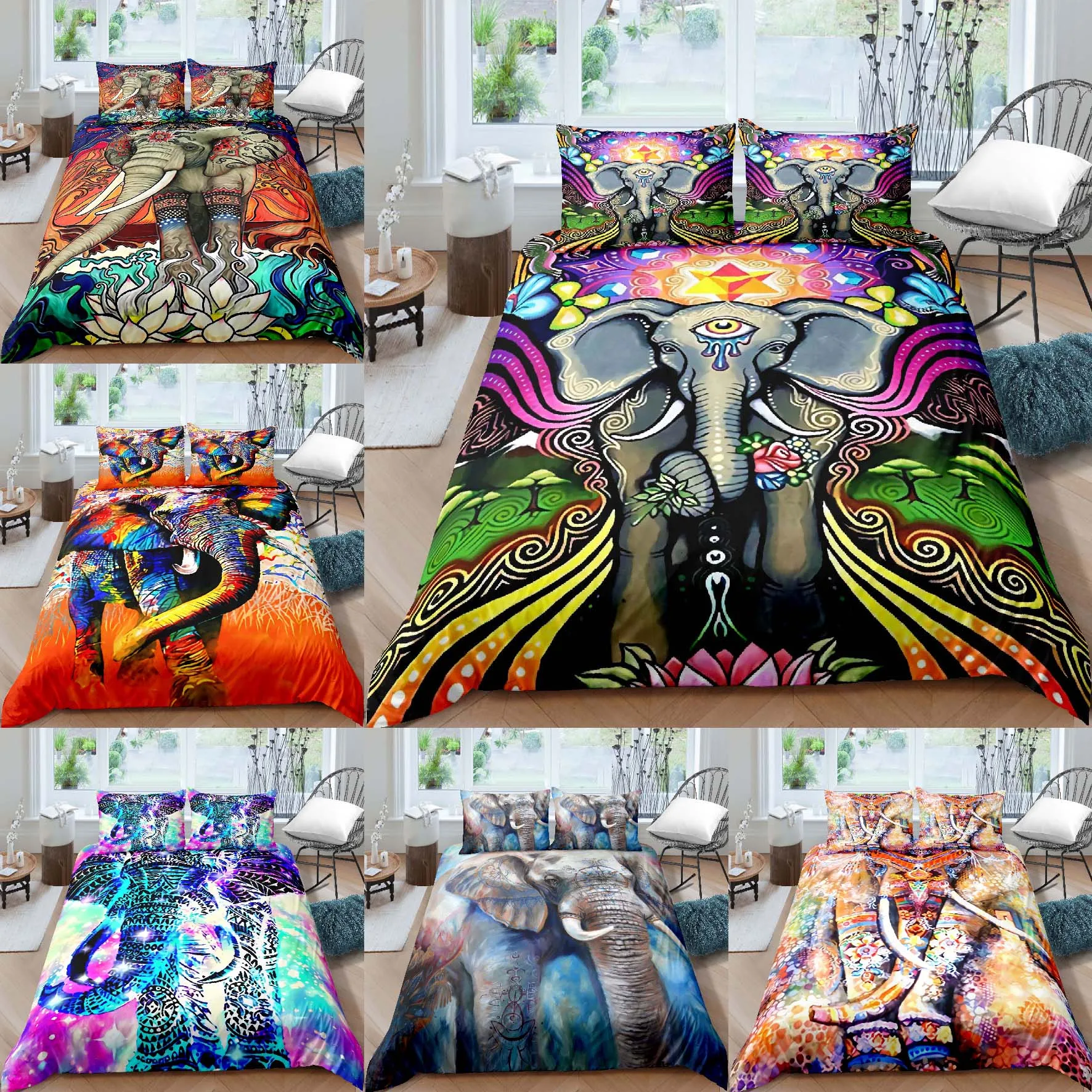 Bohemian Elephant Bedding Set Soft Bedspreads For Bed Linen Comefortable 2/3Pcs Duvet Cover Quilt With Pillowcase
Bohemian Elephant Bedding Set Soft Bedspreads For Bed Linen Comefortable 2/3Pcs Duvet Cover Quilt With Pillowcase