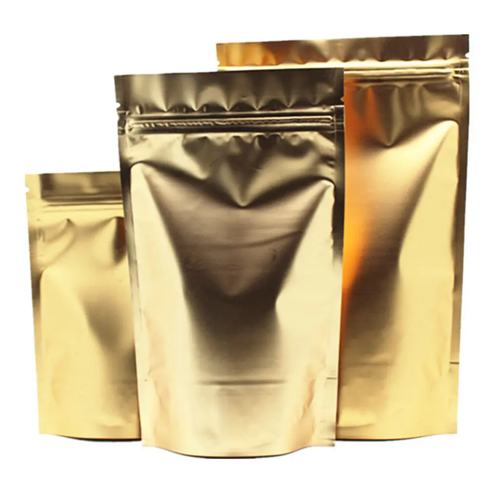 Gold Aluminum Foil Stand Up Package Bag Mylar Zip Lock Food Grade Coffee Bean Pouch Snack/Powder Sealed Bags With Tear Notch
Gold Aluminum Foil Stand Up Package Bag Mylar Zip Lock Food Grade Coffee Bean Pouch Snack/Powder Sealed Bags With Tear Notch