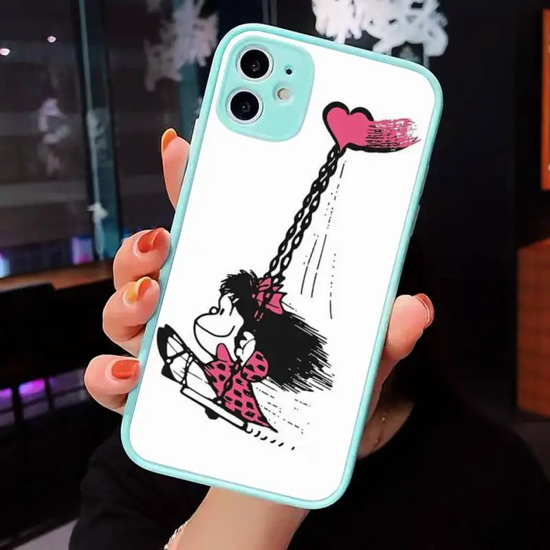 Cartoon Cute Mafalda Phone Case For iPhone 12 11 Mini Pro XR XS Max 7 8 Plus X Matte transparent blue Back Cover
Cartoon Cute Mafalda Phone Case For iPhone 12 11 Mini Pro XR XS Max 7 8 Plus X Matte transparent blue Back Cover