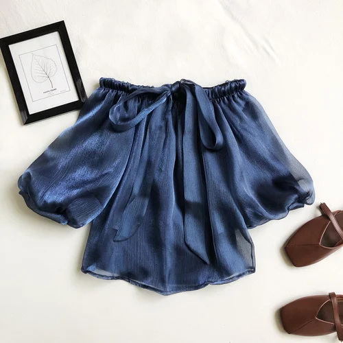 Elegant Women Summer Bowtie Chiffon Blouses Sweet Lace Up Shirts Folds Off Shoulder Puff Short Sleeve Sexy Blusas Crop Tops 2021
Elegant Women Summer Bowtie Chiffon Blouses Sweet Lace Up Shirts Folds Off Shoulder Puff Short Sleeve Sexy Blusas Crop Tops 2021