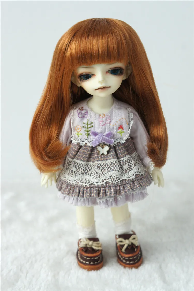 

JD319B 4-5inch 11-13CM Long Straight with curls tails full Bangs Synthetic mohair 1/12 BJD doll wigs