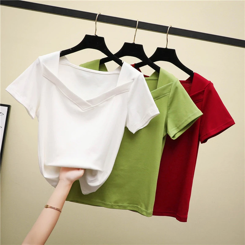 Avocado Green T-shirt Women's Short-Sleeved Summer Wear 2019 New Korean Style Slim Fit All-Matching Short Half Sleeve Top
Avocado Green T-shirt Women's Short-Sleeved Summer Wear 2019 New Korean Style Slim Fit All-Matching Short Half Sleeve Top