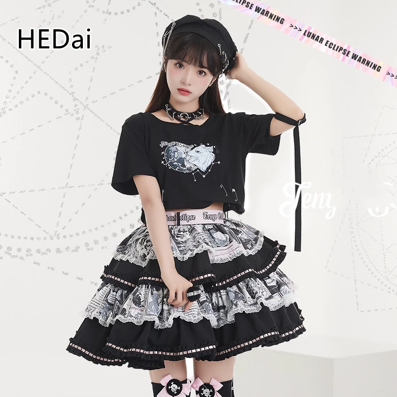 HEDai JSK Lolita Little Tengu Sweet Cool Skirt SK Black Sweet Short Sleeve T-shirt Hot Girl Lolita Street Summer
HEDai JSK Lolita Little Tengu Sweet Cool Skirt SK Black Sweet Short Sleeve T-shirt Hot Girl Lolita Street Summer
