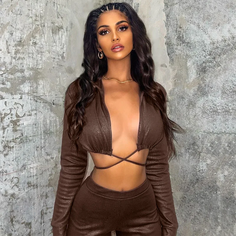 New Snake Faux Pu Leather Women's Suit Long Sleeve Skinny Lace Up Cardigan & High Waist Pants Fashion Sexy Solid Two Pieces Set
New Snake Faux Pu Leather Women's Suit Long Sleeve Skinny Lace Up Cardigan & High Waist Pants Fashion Sexy Solid Two Pieces Set