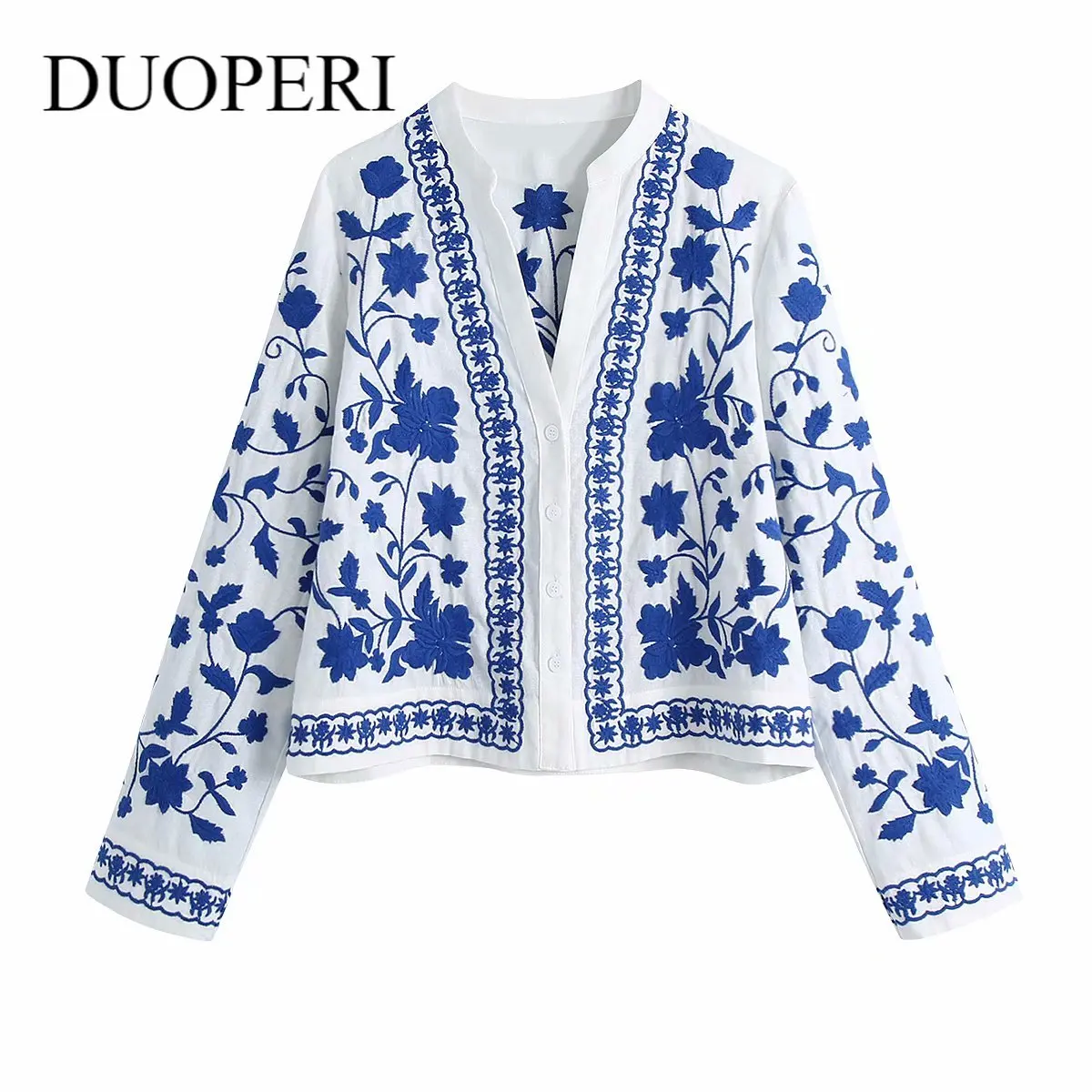 2021 New Spring Women Embroidery Button Shirt Long Sleeves V-Neck Shirt Chic Lady Fashion Casual Women Clothes
2021 New Spring Women Embroidery Button Shirt Long Sleeves V-Neck Shirt Chic Lady Fashion Casual Women Clothes
