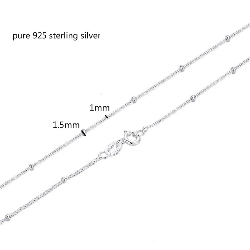 Тонкое тонкое ожерелье чокер из чистого серебряные бусины 925 пробы Размеры 35 80 см