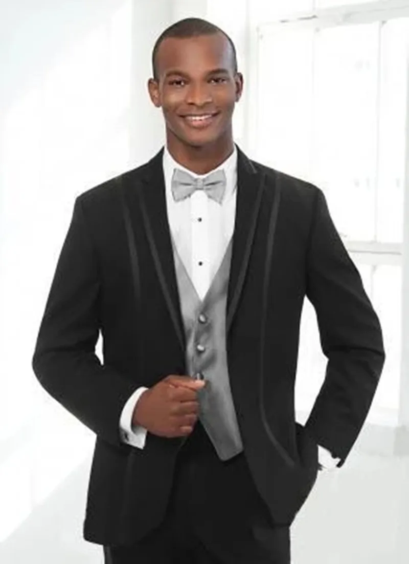 Latest Tailored Black Single Buttons Peaked Lapel 3 Pcs With Silver Vest Slim Fit Fashion Terno Masculino Wedding Party Men Suit
Latest Tailored Black Single Buttons Peaked Lapel 3 Pcs With Silver Vest Slim Fit Fashion Terno Masculino Wedding Party Men Suit