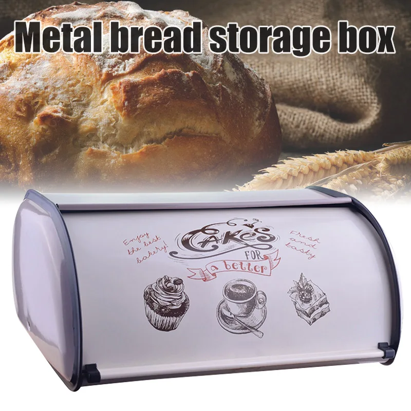 Metal Bread Box Bin Kitchen Storage Containers Home Kitchen with Roll Top Lid C66
Metal Bread Box Bin Kitchen Storage Containers Home Kitchen with Roll Top Lid C66