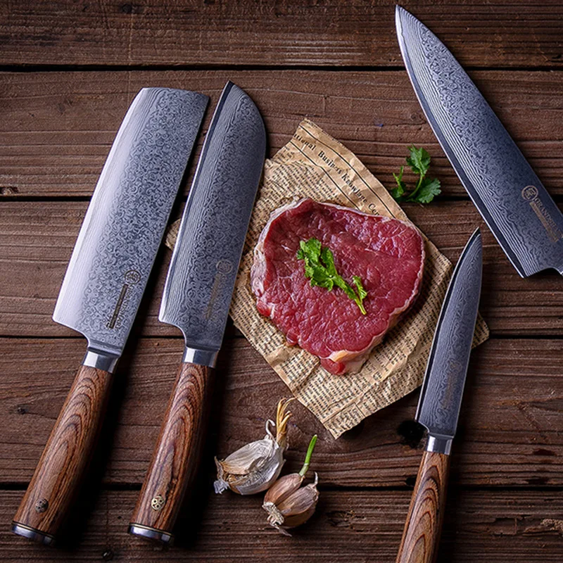 8'Damascus Steel VG10 Kitchen Knife 60-62HRC Meat Chopping Boning Knives Sharp Wooden Hand-Forged Hammered Chef Knife Set
8'Damascus Steel VG10 Kitchen Knife 60-62HRC Meat Chopping Boning Knives Sharp Wooden Hand-Forged Hammered Chef Knife Set