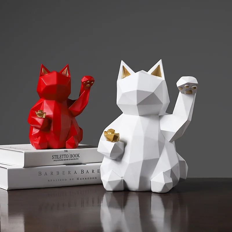 Resin Geometric Animal Statue Lucky Cat Figurine Feng Shui Successful Career Luck Fortune Charm Good Health Decoration Gift 
Resin Geometric Animal Statue Lucky Cat Figurine Feng Shui Successful Career Luck Fortune Charm Good Health Decoration Gift