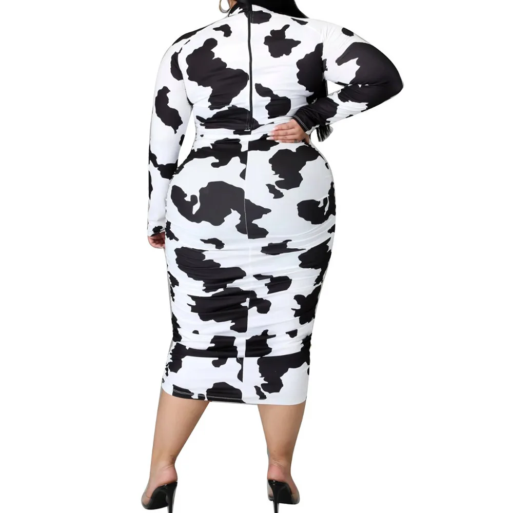 Black White Printed Elegant Plus Size Vestidos Women Sexy Deep V Neck Long Sleeve Sheath Dress Vintage Zipper Up Mid Calf Dress
Black White Printed Elegant Plus Size Vestidos Women Sexy Deep V Neck Long Sleeve Sheath Dress Vintage Zipper Up Mid Calf Dress