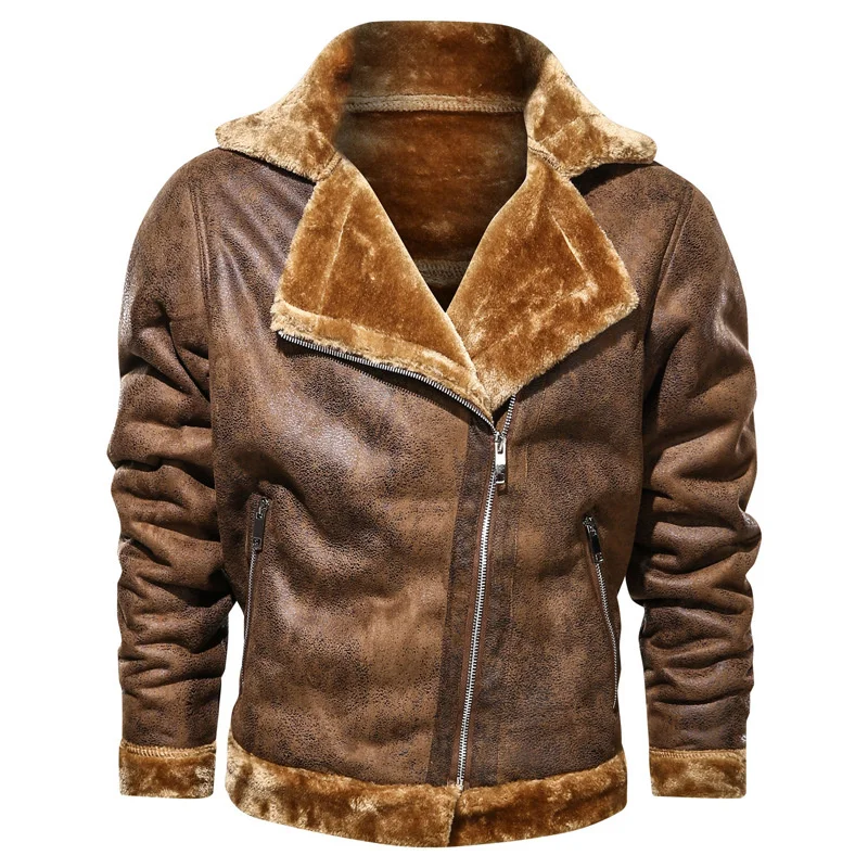 New Winter 2021 Leather Jacket Men England Style Thick Fur Coat Fashion Diagonal Zipper Warm Windbreaker Men Leather Jacket 
New Winter 2021 Leather Jacket Men England Style Thick Fur Coat Fashion Diagonal Zipper Warm Windbreaker Men Leather Jacket
