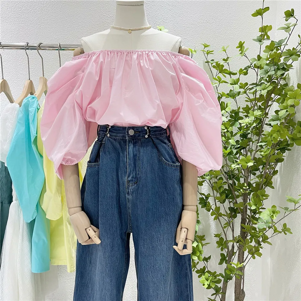 Gentle Solid Color Slash Neck Off-shoulder Three Quarter Puff Sleeve Shirt 2021 Summer All-matching Slim Top for Women
Gentle Solid Color Slash Neck Off-shoulder Three Quarter Puff Sleeve Shirt 2021 Summer All-matching Slim Top for Women