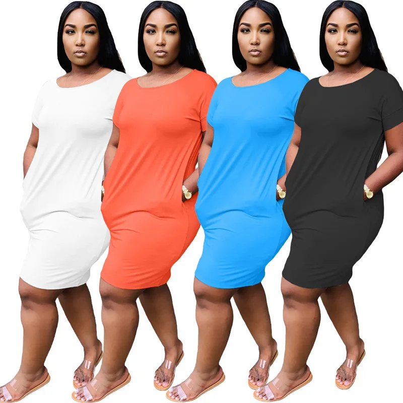 New 2021 Fashion Summer Women's Dress Pure Color Round Collar Casual Short Sleeve Dress With Pockets
New 2021 Fashion Summer Women's Dress Pure Color Round Collar Casual Short Sleeve Dress With Pockets
