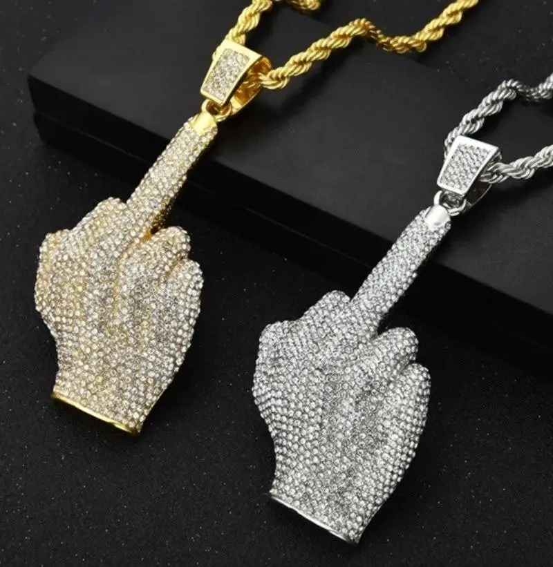 Creative Design Exquisite Inlaid Zircon Friendly Gesture Pendant Necklace for Men and Women Rock Hip Hop Rapper Jewelry
Creative Design Exquisite Inlaid Zircon Friendly Gesture Pendant Necklace for Men and Women Rock Hip Hop Rapper Jewelry