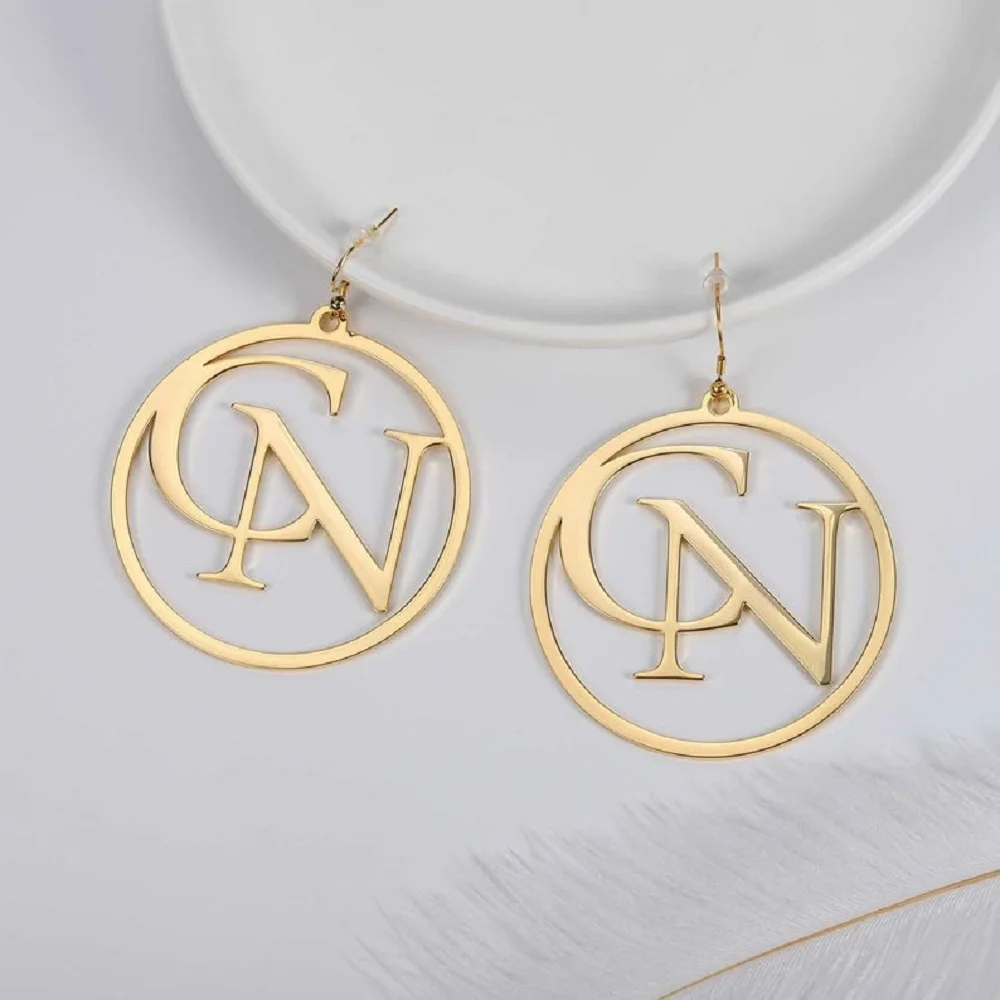 Fils Custom Earrings-Large Hoop Initial 2 Letters Custom Droop Hook Earrings-Gold Earrings Set for Women-Party Bridesmaid Gift
Fils Custom Earrings-Large Hoop Initial 2 Letters Custom Droop Hook Earrings-Gold Earrings Set for Women-Party Bridesmaid Gift
