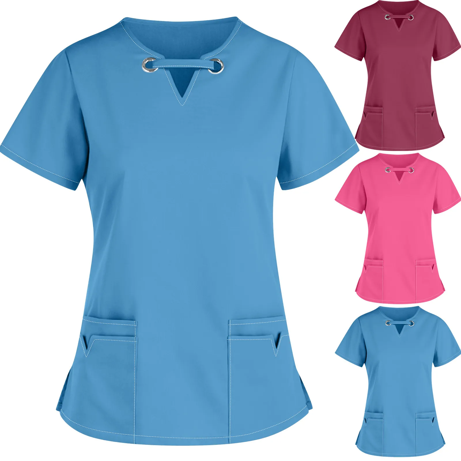 High quality Fashion Women Solid Color Print Casual Short Sleeve V-neck Carer Top Ladies Women's Blouse the Shirt Set For Sale
High quality Fashion Women Solid Color Print Casual Short Sleeve V-neck Carer Top Ladies Women's Blouse the Shirt Set For Sale