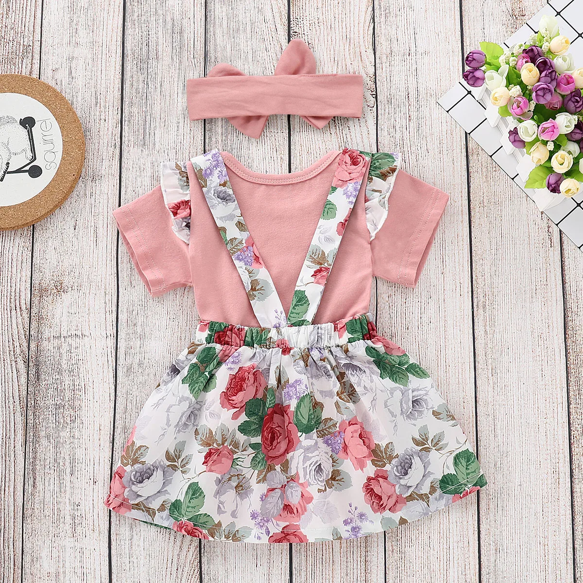 0-24M New Arrivels Toddler Baby Girl Pink Tops Romper Floral Skirt 3PCS Outfits Set Lovely Summer Clothes
0-24M New Arrivels Toddler Baby Girl Pink Tops Romper Floral Skirt 3PCS Outfits Set Lovely Summer Clothes